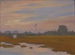 American Flag at dawn